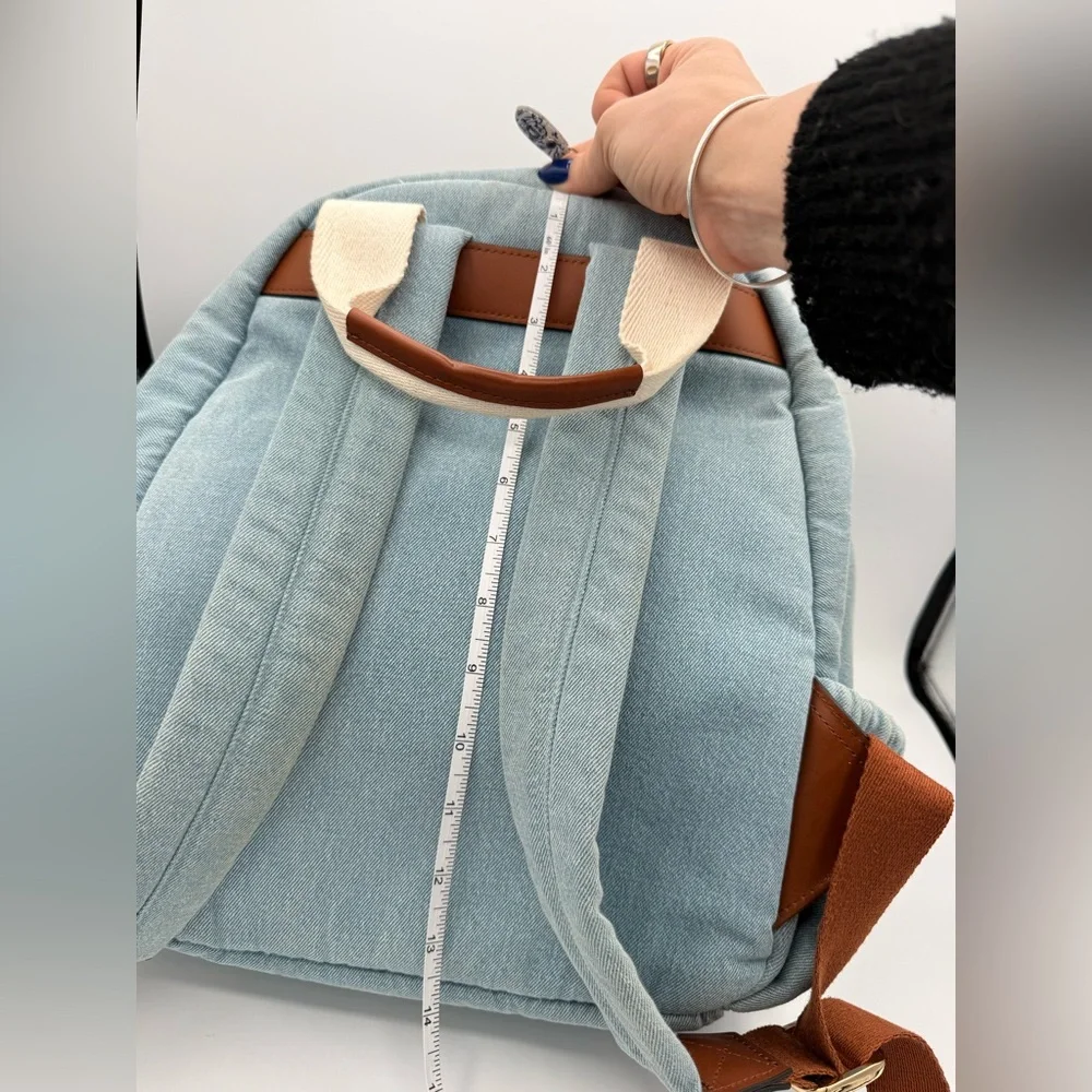 Chloé Denim Blue Backpack with Logo Straps - Picture 11 of 12